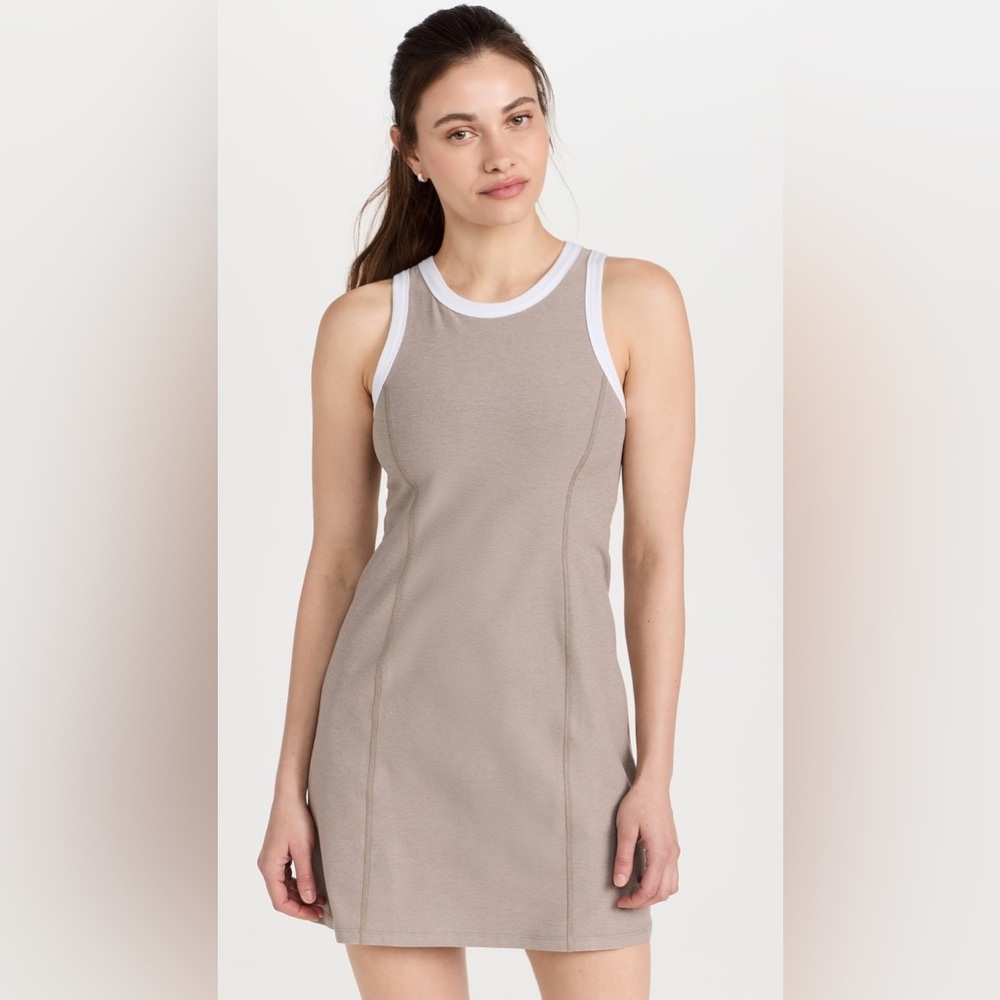 Beyond Yoga Taupe Tank Dress with White Trim L
